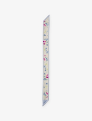 Prada Womens Pink Printed Silk Twill Skinny Scarf In Pink