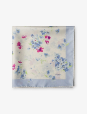 Prada Womens Pink Printed Silk Twill Scarf In Pink