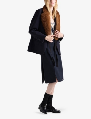 PRADA: Hopsack Wool Midi Skirt