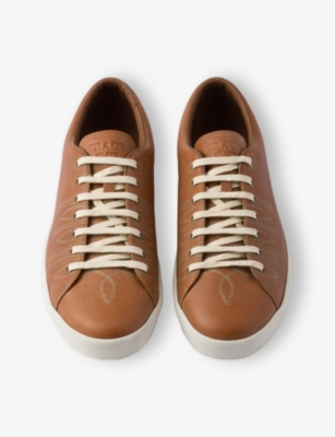 PRADA: Aged-Effect Leather Trainers