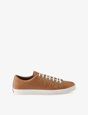Prada Mens Brown Aged-effect Leather Trainers Eur 42.5 / 8.5 Uk