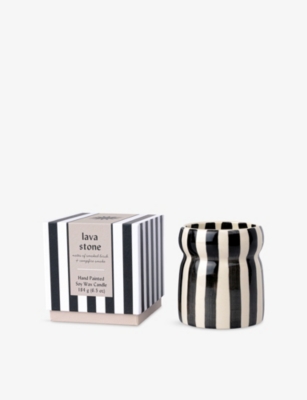 PADDYWAX: Cabana Lave Stone Scented Candle with Striped Ceramic Vessel 184g