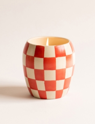 PADDYWAX: Checkmate Rose + Santal Scented Candle with Checkered Porcelain Vessel 311g