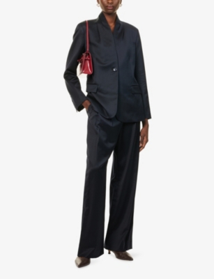 Twp Womens Midnight Sulli Straight-leg Stretch-wool Trousers In Blue