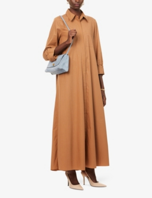 Twp Womens Argan Oil Jennys Crystal-embellished Cotton-poplin Gown In Brown