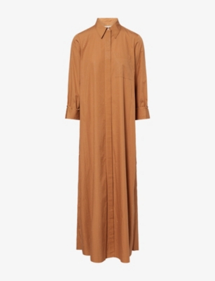 Twp Womens Argan Oil Jennys Crystal-embellished Cotton-poplin Gown In Brown