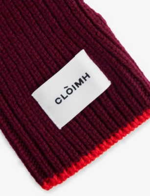 Cloimh Womens Burgundy / Red Fingerless Soft Wool Gloves In Multi