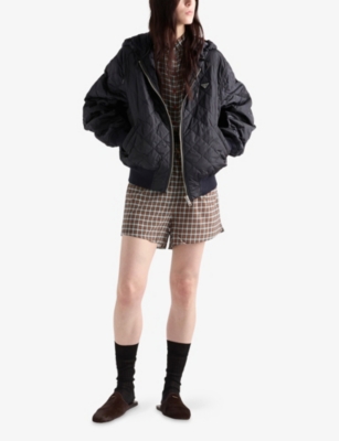 Prada Womens Blue Re Nylon Lightweight Quilted Woven Jacket In Black