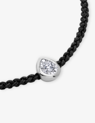 Monica Vinader Womens Pear Solitaire Sterling-silver And 0.06ct Lab Grown Diamond Cord Bracelet In Gold