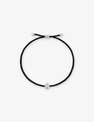 Monica Vinader Womens Pear Solitaire Sterling-silver And 0.06ct Lab Grown Diamond Cord Bracelet In Gold