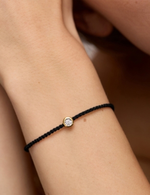 MONICA VINADER: Round Solitaire 18ct Yellow Gold Vermeil And 0.06ct Lab Grown Diamond Cord Bracelet