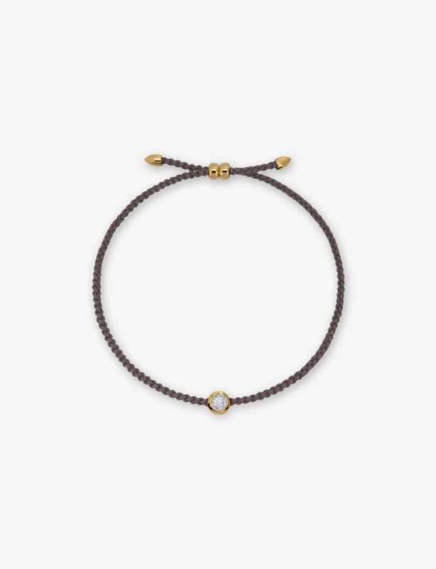 Round Solitaire 18ct Yellow Gold Vermeil And 0.06ct Lab Grown Diamond Cord Bracelet