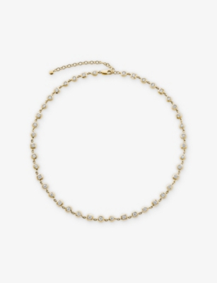 Monica Vinader Womens Bezel 18ct Yellow Gold Vermeil And 0.5ct Lab-grown Diamond Cluster Necklac In Gold