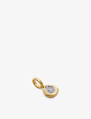 Monica Vinader Womens Pear Solitaire 18ct Yellow Gold Vermeil And 0.06ct Lab Grown Diamond Pendant In Gold