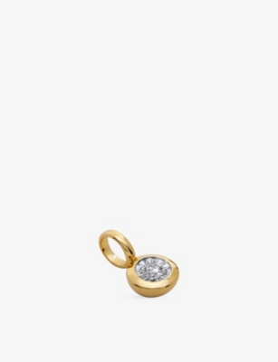 Monica Vinader Womens Round Solitaire 18ct Yellow Gold Vermeil And 0.06ct Lab Grown Diamond Pendant In Gold