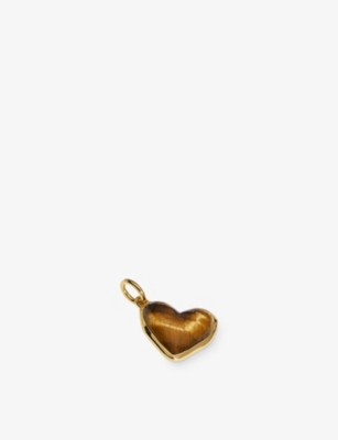Monica Vinader Tiger's Eye Heart Pendant In Pattern