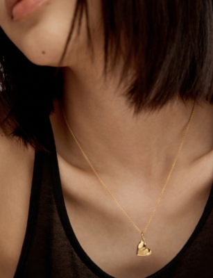 Monica Vinader Womens Gp Heart 18ct Yellow Gold Vermeil Pendant Charm In Gold