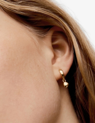 Monica Vinader Womens Nura 18ct Yellow Gold Vermeil Drop Huggies In Gold