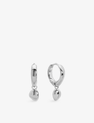 Monica Vinader Womens Nura Sterling-silver Drop Huggies In Burgundy