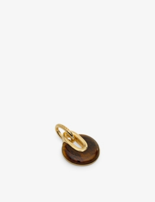 Monica Vinader Womens Brown Kate Young Gemstone 18ct Yellow Gold Vermeil And Tiger's Eye Gemstone Pendant Charm In Black