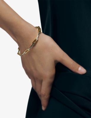 Monica Vinader Womens Gp Signature Link 18ct Yellow Gold Vermeil Slim Bangle In Gold