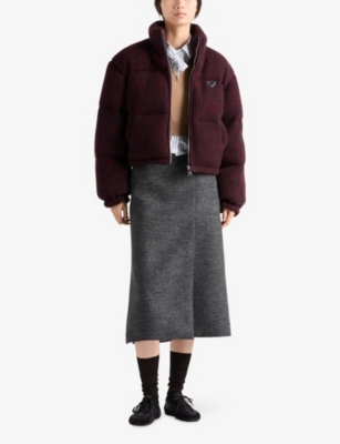 Prada Womens Brown Cropped Cashmere And Wool-down Jacket In Brown