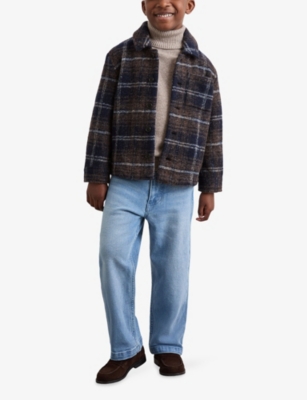 REISS: Sam Button-Down Checked Wool-Blend Overshirt 9-13 Years