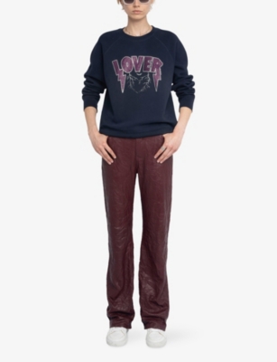Zadig & Voltaire Womens Encre Rhinestone-embellished Round-neck Cotton-blend Sweatshirt In Blue