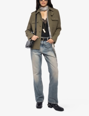 Zadig & Voltaire Womens Leaves Four-pocket Wool-blend Jacket In Green
