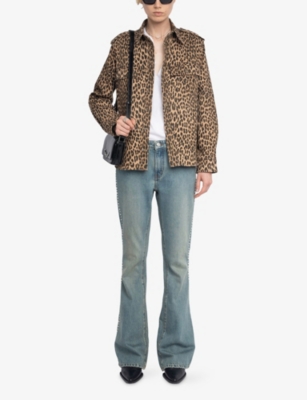 Zadig & Voltaire Womens Daim Leopard-print Chest-pocket Denim Shirt Xs In Animal Print
