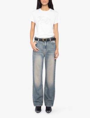 Zadig & Voltaire Womens Ecru Branded Short-sleeved Cotton-jersey T-shirt In Neutral