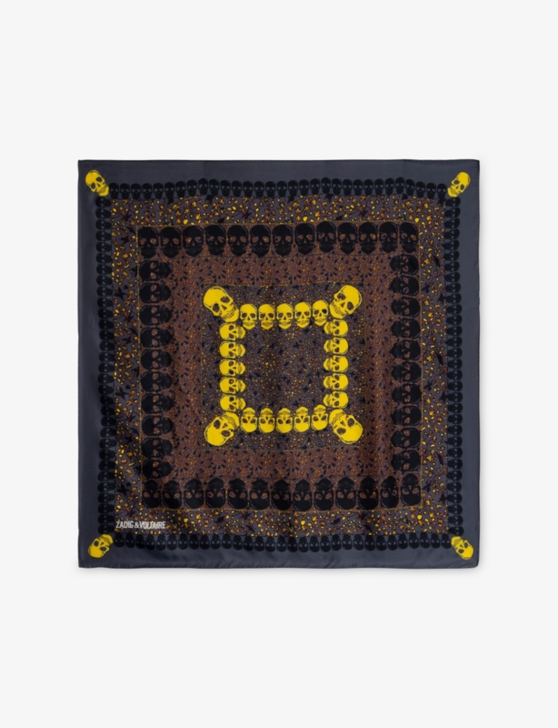 Debbie Skull-Print Silk Square Scarf