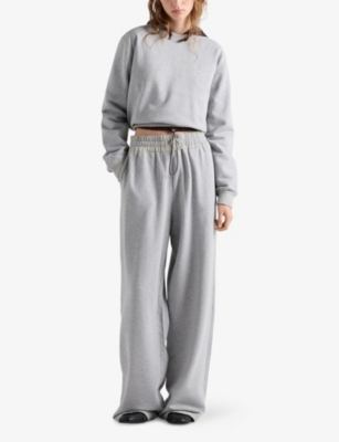 Prada Womens Grey Wide-leg Cotton-fleece Jogging Bottoms Xs In Multi