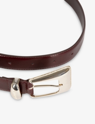 The Kooples Womens Bordeaux Western-buckle Leather Belt In Brown