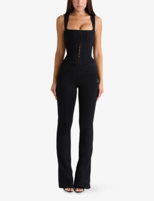 House Of Cb Womens Black The Balconette Woven Corset To In Black