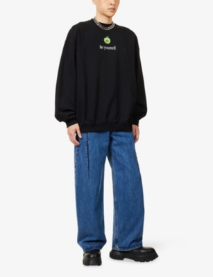 Vetements Mens Black Be Yourself Relaxed-fit Cotton-blend Sweatshirt Xl In Blue