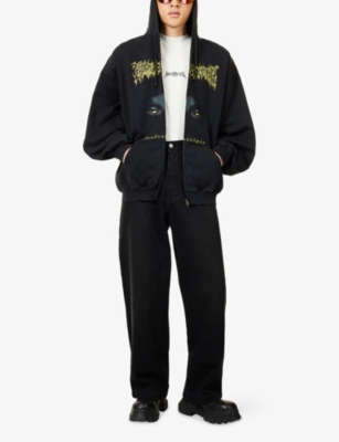 Vetements Mens Black Pandaemonaeon Relaxed-fit Cotton-jersey Hoodie In Black