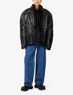 Vetements Mens Blue Cut Reconstructed Wide-leg Denim Jeans In Blue