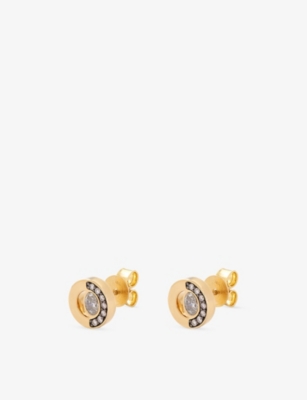 La Maison Couture Womens Skydiamond Crescent 18ct Yellow Gold And 0.43ct Lab-grown Diamond Stud Earrings In Gold