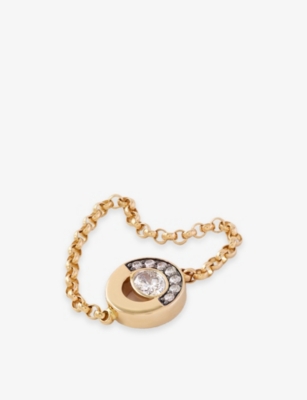 LA MAISON COUTURE: Skydiamond Crescent 18ct Yellow Gold And 0.21ct Lab-Grown Diamond Chain Ring