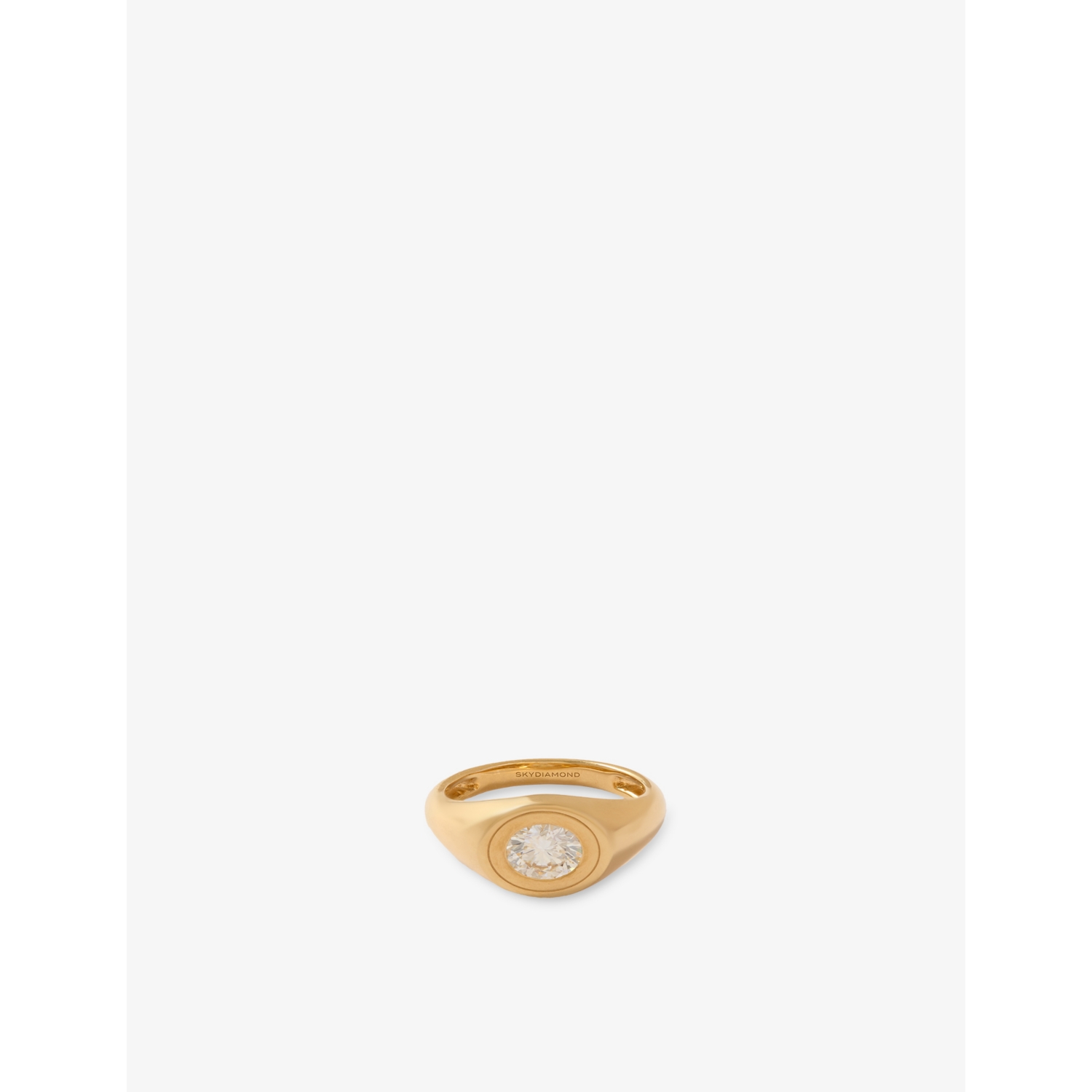 Skydiamond Crescent 18ct Yellow Gold and 0.1ct Lab-Grown Diamond Signet Ring Small