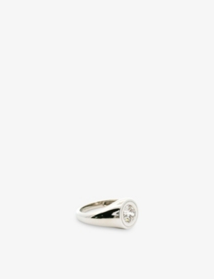 La Maison Couture Womens Silver Skydiamond Crescent Platinum And 0.95ct Lab-grown Diamond Ring In Silver