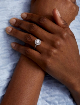La Maison Couture Womens Silver Skydiamond Halo Platinum And 1ct Lab-grown Diamond Engagement Ring In Silver