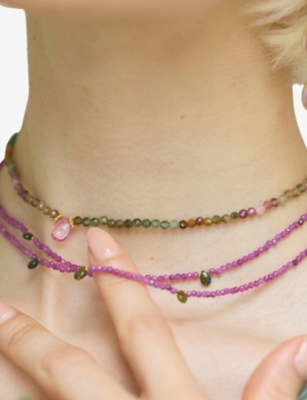 La Maison Couture Womens Multicoloured Amadeus Ines 18ct Yellow Gold Vermeil And Tourmaine Necklac In Multi