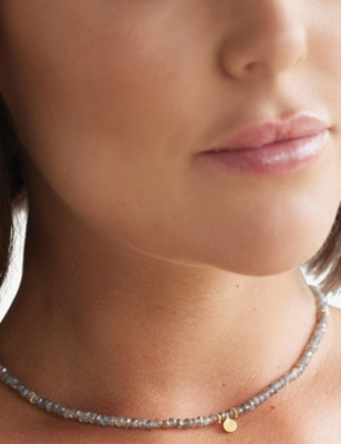 La Maison Couture Womens Grey Amadeus Ines 18ct Yellow Gold Vermeil And Labradorite Necklac In Gray