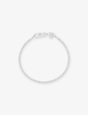 Astrid & Miyu Womens Rhodiumplatedbrass Tennis Chain Rhodium-plated Brass And Cubic Zirconia Bracelet In Silver