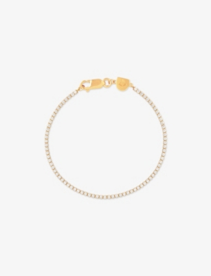 Astrid & Miyu Womens 18ctgoldplatedbrass Tennis Chain 18ct Gold-plated Brass And Cubic Zirconia Bracelet