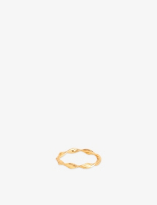 Astrid & Miyu Womens 18ctgoldplatedsilver Twist Band 18ct Gold-plated Sterling Silver Ring
