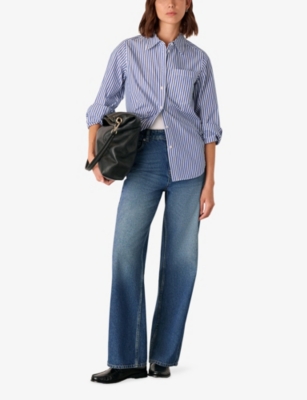Whistles Womens Multi-coloured Striped Relaxed-fit Cotton Shirt In Blue