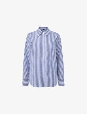 Whistles Womens Multi-coloured Striped Relaxed-fit Cotton Shirt In Blue
